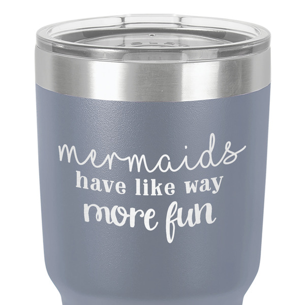 Mermaids 30 oz Stainless Steel Ringneck Tumbler - Grey - Close Up