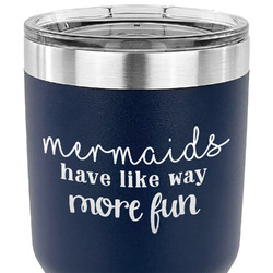 Mermaids 30 oz Stainless Steel Tumbler - Navy - Double Sided (Personalized)
