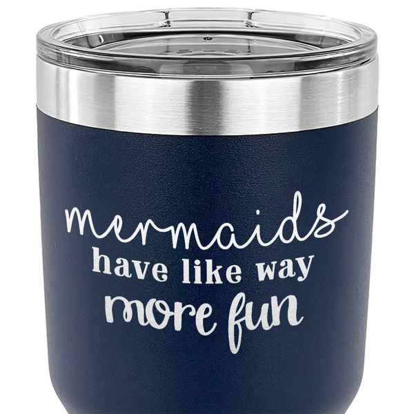 Mermaids 30 oz Stainless Steel Ringneck Tumbler - Navy - CLOSE UP