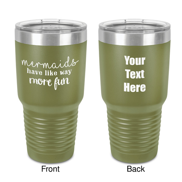 Custom Mermaids 30 oz Stainless Steel Tumbler - Olive - Double-Sided (Personalized)