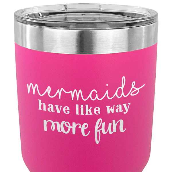 Mermaids 30 oz Stainless Steel Ringneck Tumbler - Pink - CLOSE UP