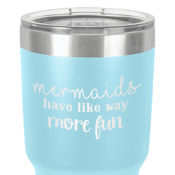 Mermaids 30 oz Stainless Steel Ringneck Tumbler - Teal - Close Up