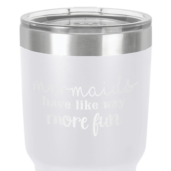 Mermaids 30 oz Stainless Steel Ringneck Tumbler - White - Close Up