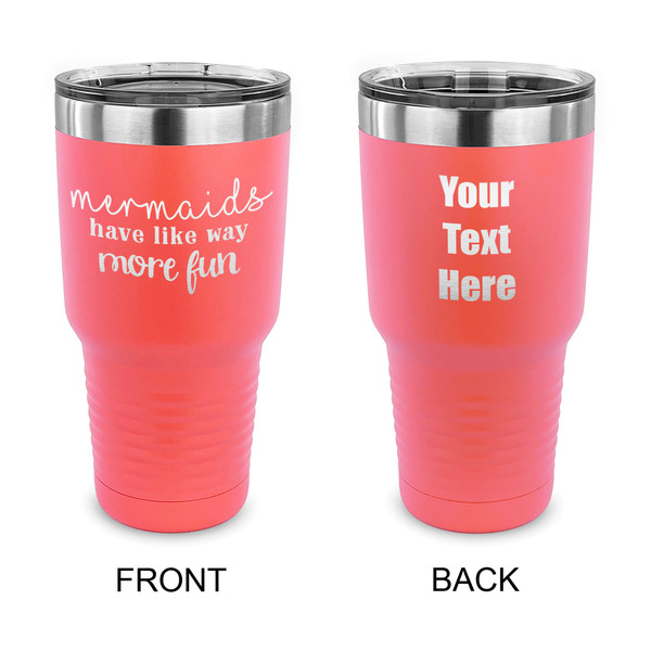 Custom Mermaids 30 oz Stainless Steel Tumbler - Coral - Double Sided (Personalized)