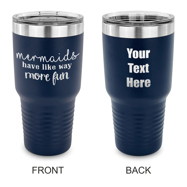 Custom Mermaids 30 oz Stainless Steel Tumbler - Navy - Double Sided (Personalized)