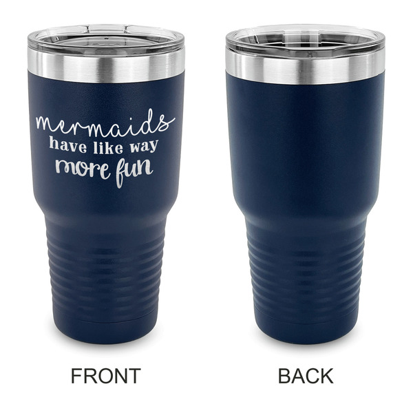 Mermaids 30 oz Stainless Steel Ringneck Tumblers - Navy - Single Sided - APPROVAL