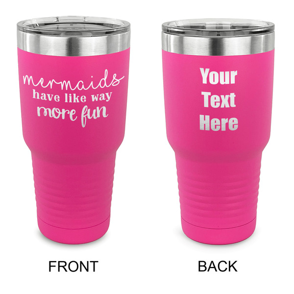 Custom Mermaids 30 oz Stainless Steel Tumbler - Pink - Double Sided (Personalized)