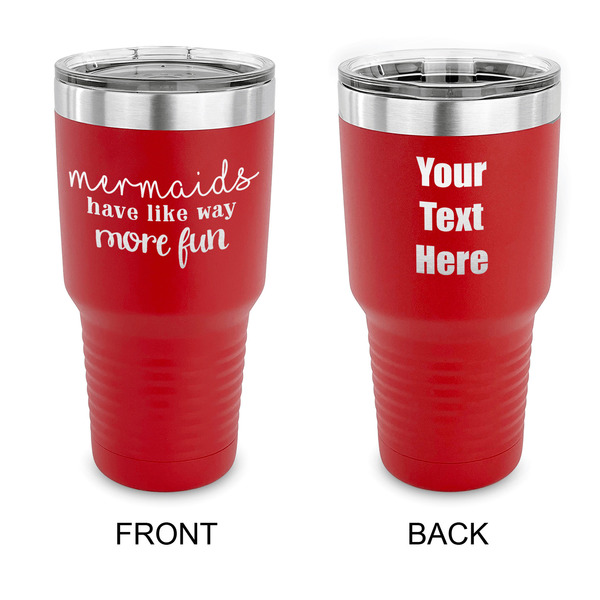 Custom Mermaids 30 oz Stainless Steel Tumbler - Red - Double Sided (Personalized)