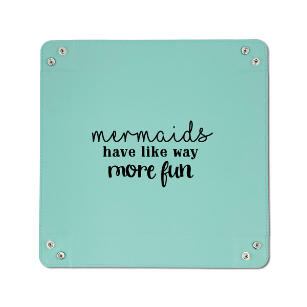 Mermaids 6" x 6" Teal Leatherette Snap Up Tray - APPROVAL