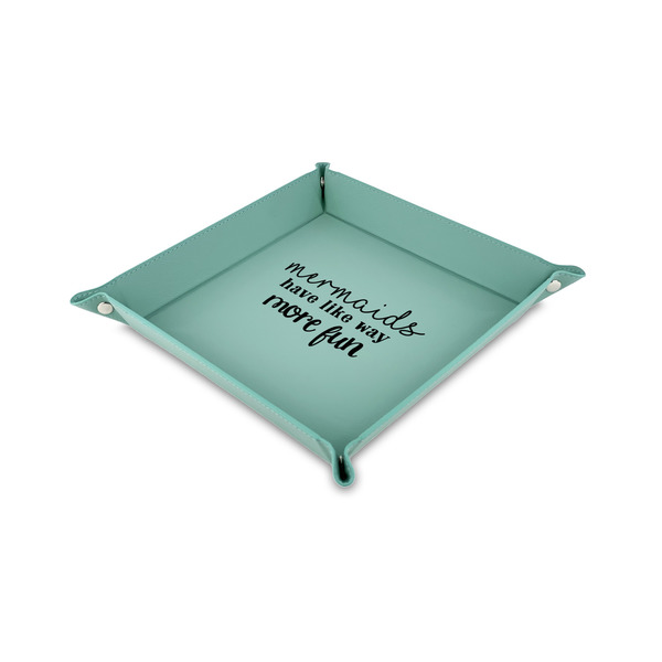 Custom Mermaids Faux Leather Dice Tray - 6" x 6" - Teal