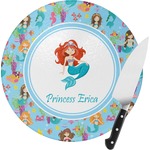 Mermaids Round Glass Cutting Board - Small (Personalized)