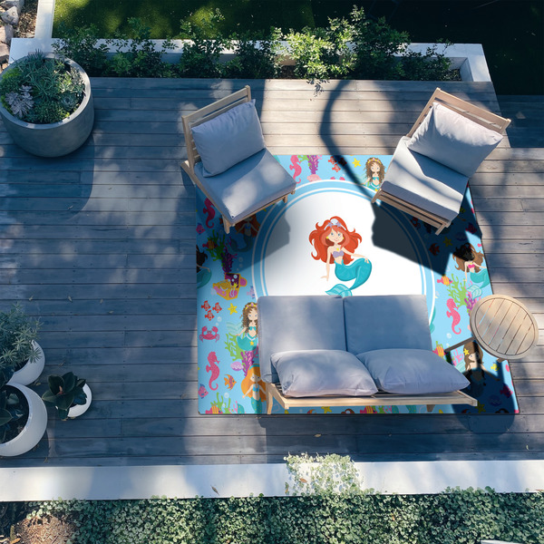 Mermaids 8'x10' Patio Rug - In context