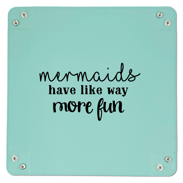 Mermaids 9" x 9" Teal Leatherette Snap Up Tray - APPROVAL