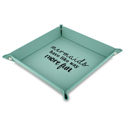 Mermaids 9" x 9" Teal Faux Leather Valet Tray