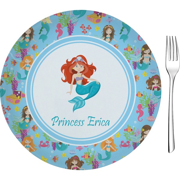 Custom Mermaids 8" Glass Appetizer / Dessert Plates - Single or Set (Personalized)
