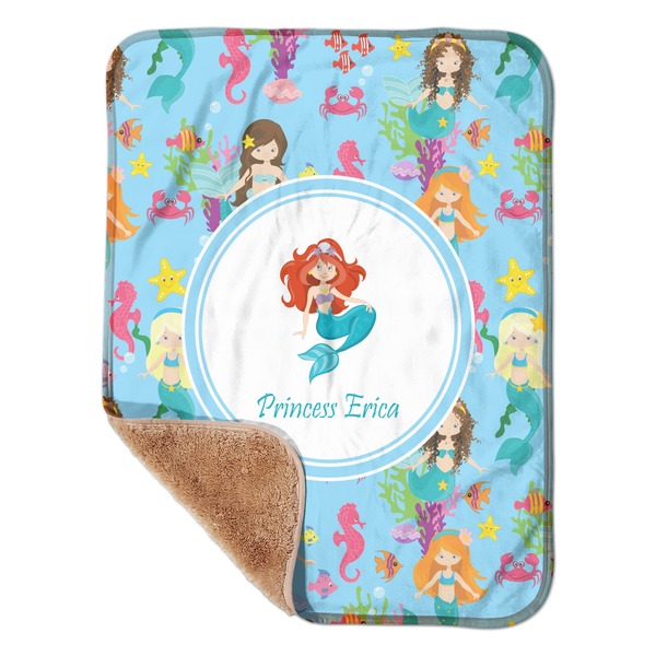 Custom Mermaids Sherpa Baby Blanket - 30" x 40" w/ Name or Text