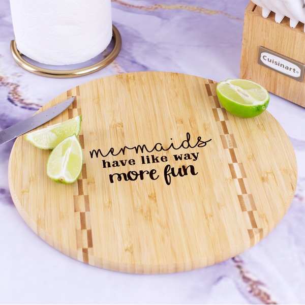 Mermaids Bamboo Cutting Board - In Context