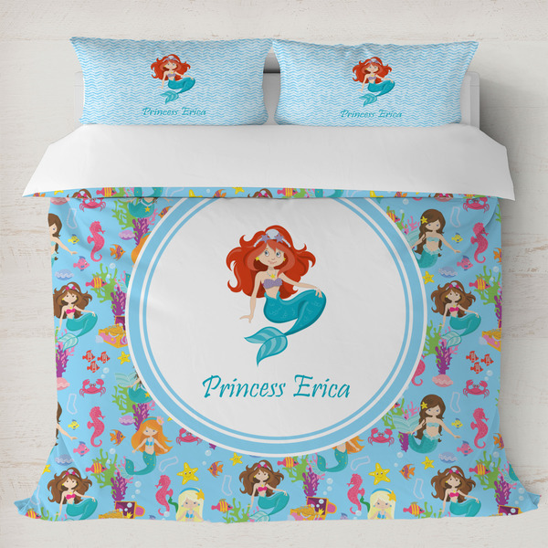 Custom Mermaids Duvet Cover Set - King (Personalized)