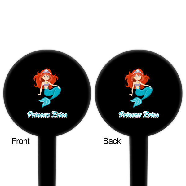 Mermaids Black Plastic 4" Food Pick - Round - Double Sided - Front & Back