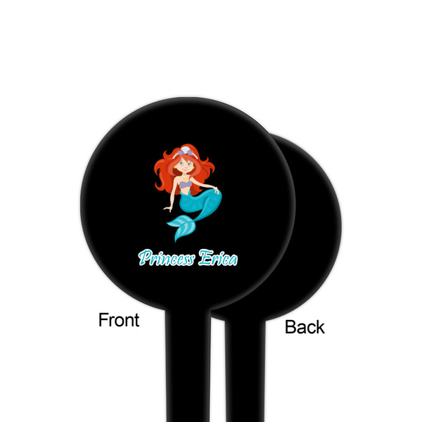 Mermaids Black Plastic 4" Food Pick - Round - Single Sided - Front & Back