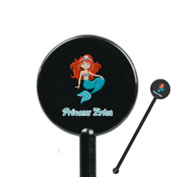 Mermaids 5.5" Round Plastic Stir Sticks - Black - Single Sided (Personalized)