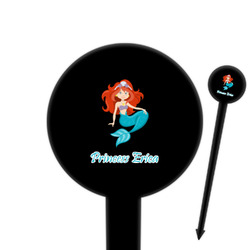 Mermaids 6" Round Plastic Food Picks - Black - Double Sided (Personalized)