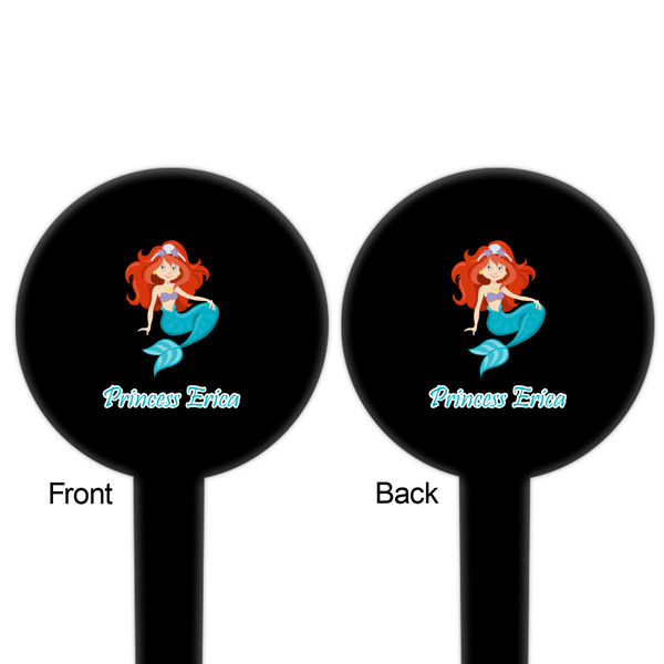 Mermaids Black Plastic 6" Food Pick - Round - Double Sided - Front & Back