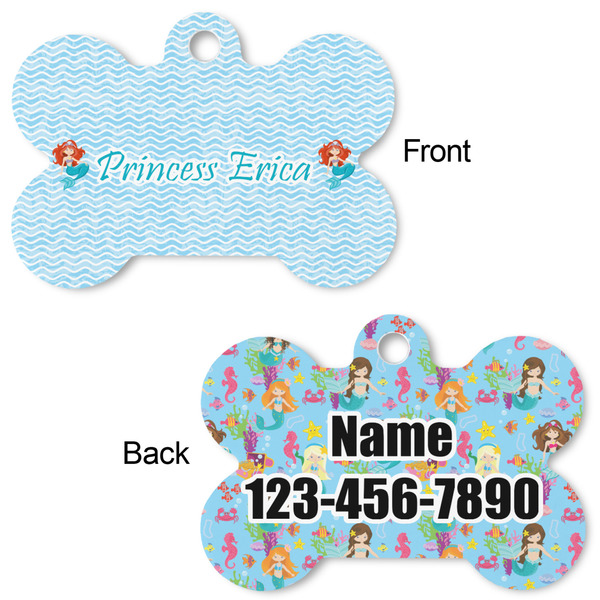 Mermaids Bone Shaped Dog Tag - Front & Back