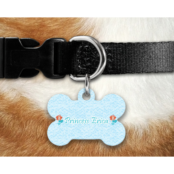 Mermaids Bone Shaped Dog Tag on Collar & Dog
