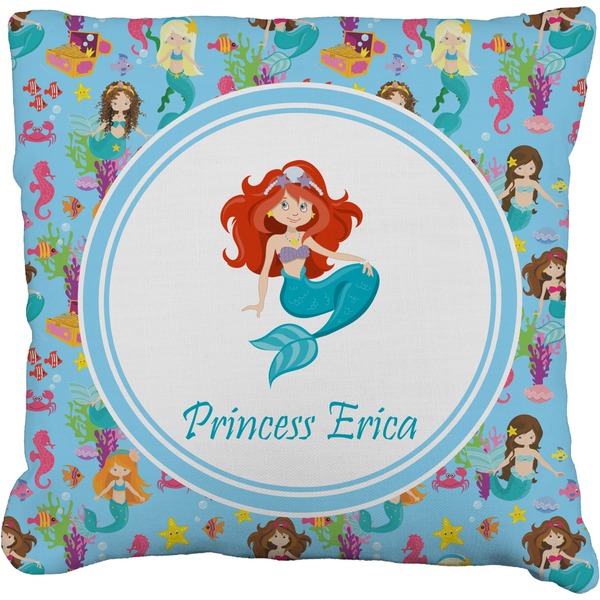 Custom Mermaids Faux-Linen Throw Pillow 16" (Personalized)