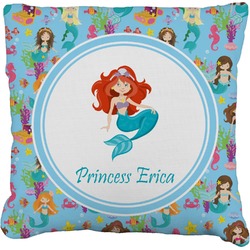 Mermaids Faux-Linen Throw Pillow 18" (Personalized)