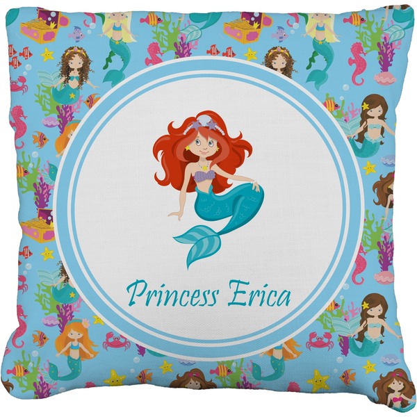Custom Mermaids Faux-Linen Throw Pillow 18" (Personalized)
