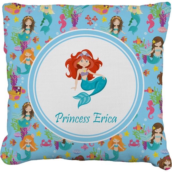 Custom Mermaids Faux-Linen Throw Pillow 20" (Personalized)