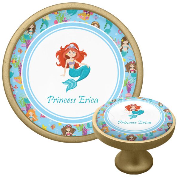Mermaids Cabinet Knob - Gold - Multi Angle