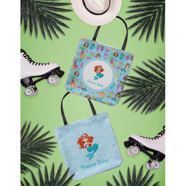 Mermaids Canvas Tote Lifestyle Front and Back- 13x13