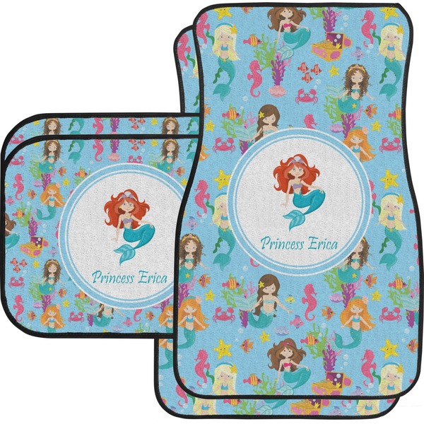 Custom Mermaids Car Floor Mats Set - 2 Front & 2 Back (Personalized)