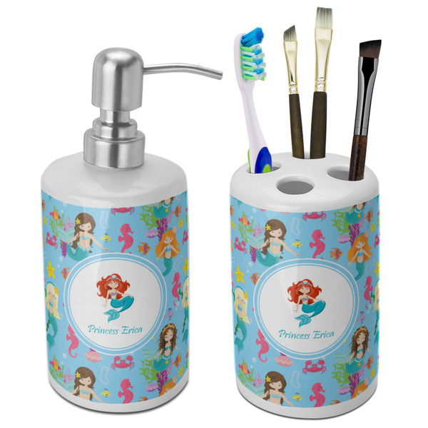 Custom Mermaids Ceramic Bathroom Accessories Set (Personalized)