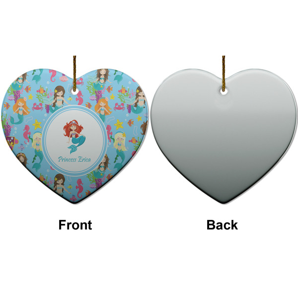 Mermaids Ceramic Flat Ornament - Heart Front & Back (APPROVAL)