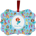 Mermaids Metal Frame Ornament - Double Sided w/ Name or Text