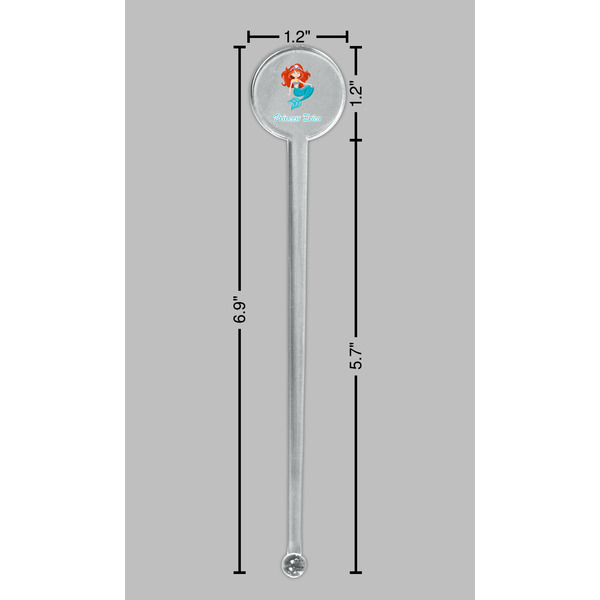 Mermaids Clear Plastic 7" Stir Stick - Round - Dimensions