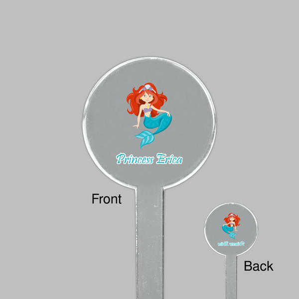 Mermaids Clear Plastic 7" Stir Stick - Round - Front & Back