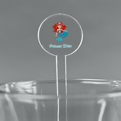 Mermaids 5.5" Round Plastic Stir Sticks - Clear (Personalized)