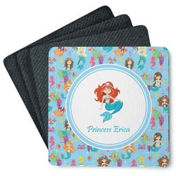 Mermaids Square Rubber Backed Coasters - Set of 4 (Personalized)