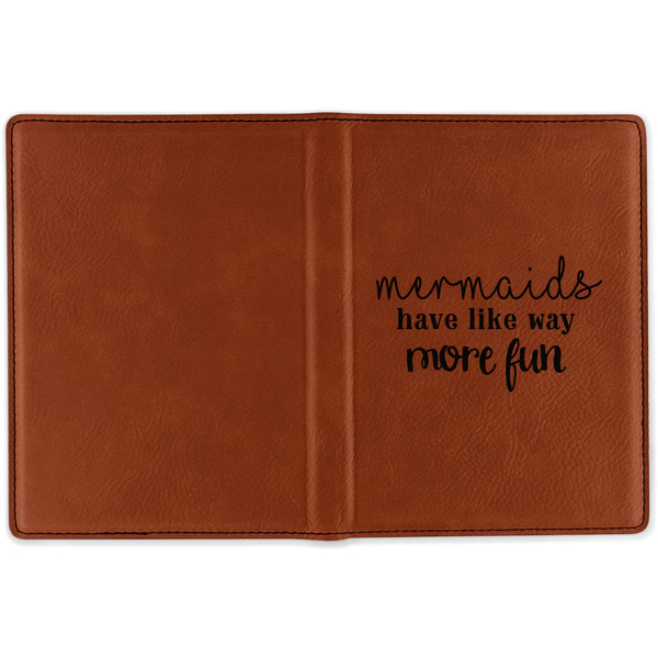 Mermaids Cognac Leather Passport Holder Outside Single Sided - Apvl