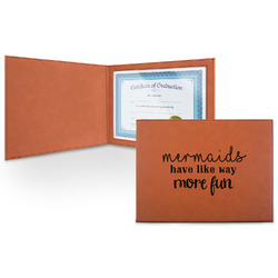 Mermaids Leatherette Certificate Holder - Front