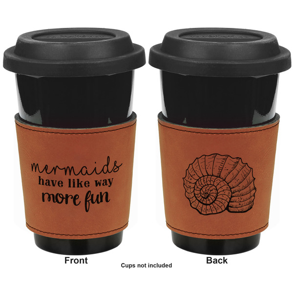 Mermaids Cognac Leatherette Mug Sleeve - Double Sided Apvl