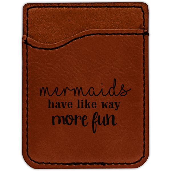 Mermaids Cognac Leatherette Phone Wallet close up