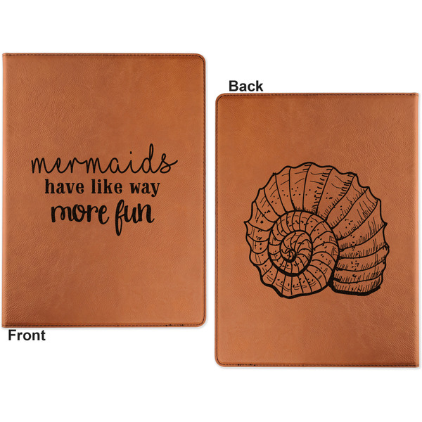 Mermaids Cognac Leatherette Portfolios with Notepad - Large - Double Sided - Apvl