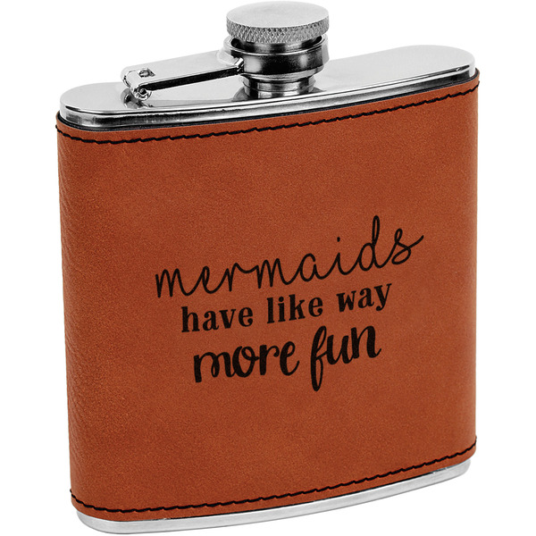 Custom Mermaids Leatherette Wrapped Stainless Steel Flask