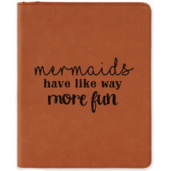 Mermaids Leatherette Zipper Portfolio with Notepad - Double Sided